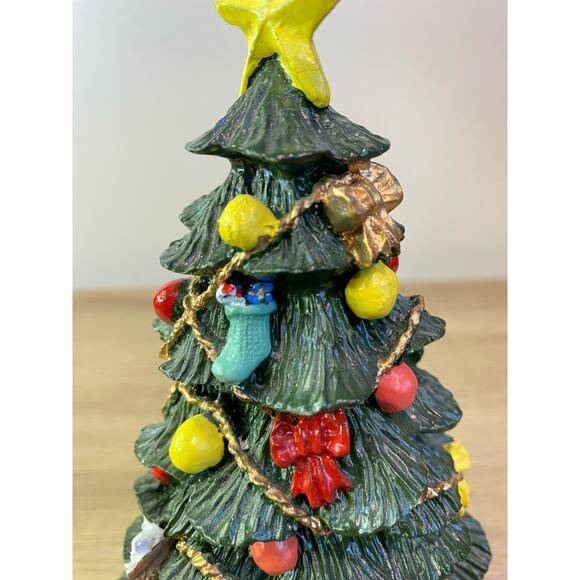 Vintage  8 inch Resin Hand Painted Christmas Tree Hollidays Decoration - Picture 8 of 10